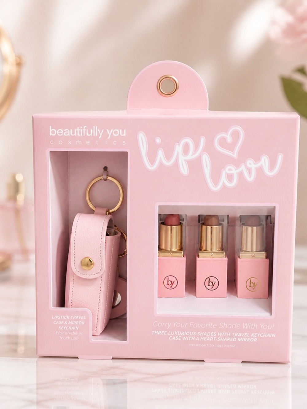 Beautifully You Lip Love Mini Lipstick Set with Travel Case Keychain New